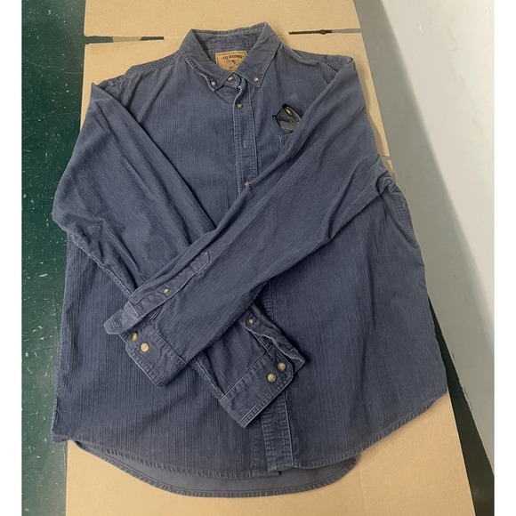 VTG Reel legends Blue long sleeve corduroy button up shirt Sz LARGE - Picture 3 of 8